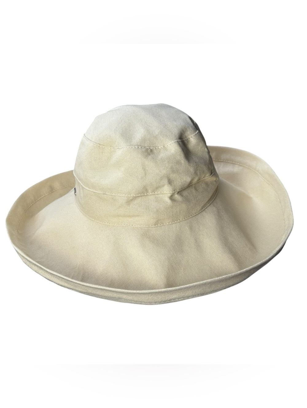 Scala Women's Wide Brim Cotton Sun Hat Beige UPF 50 + Packable Hat w Drawstring - Picture 4 of 12